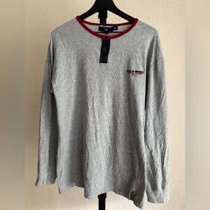 Vintage Polo Sport Ralph Lauren Henley Long sleeve Loose Shirt Gray Medium Large